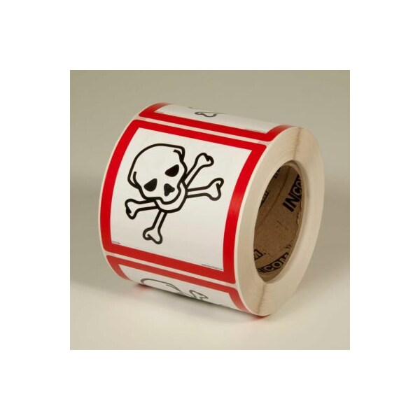 Top Tape And Label INCOM GHS1264 GHS "Skull & Crossbones" Pictogram Label, 4" x 4", 500/Roll GHS 1264.00 - main